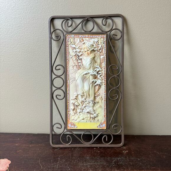 Four Seasons Winter Reproduction Ceramic & Metal Wall Decor - Picture 1 of 7